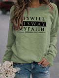 HISWILL Letters Round Neck Women Long-sleeved Loose Printed Sweatshirt