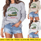 GRISWOLD'S TREE FARM Letter Christmas Loose Sweater Long Sleeve Woman
