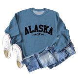 ALASKA Mountain Alphabet Loose Bottomed Long Sleeve Sweater