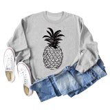 Pineapple Print Round Neck Loose Backing Long Sleeve Casual Large Size Sweater