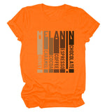 MELANIN Letter Round Neck Loose Casual Short Sleeve Ladies T-Shirt