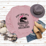 DON'T MESS WITH Letter Round Neck Loose Long Sleeve Plus Size Sweater Girl