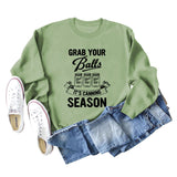 GRAB YOUR BALLS ITS Letters Loose Plus Size Long-sleeved Sweater Women