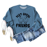 BEST GHOUL FRIENDS WOMEN'S MONOGRAM PRINT BOTTOMED CREWNECK SWEATSHIRT