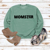 MOMSTER Printed Loose Round Neck Tops Long Sleeve Round Neck Sweatshirt