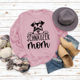SCHNAUZER MOM Round Neck Letter Women's Sweatshirt Print Loose Long Sleeve