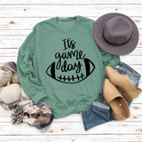 It's Game Day Letter Print Round Neck Autumn and Winter Long-sleeved Sweater