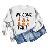 WELCOME FALL Pumpkin Halloween Alphabet Print Autumn and Winter Long Sleeved Large Size Sweater