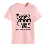 T-shirt à manches courtes et col rond pour femme, lettre de classe Senior Mom Class, mode dames