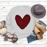 Valentine's Day Women's Fall and Winter Plaid Love Print Sweater