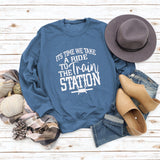 ITS TIME WE TAKE Letters Autumn and Winter Round Neck Fashion Tops Long-sleeved Sweater Women