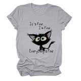 Kurzärmliges T-Shirt mit Rundhalsausschnitt und großem Buchstabendruck „It's Fine I'm Fine“
