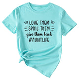 Lässiges T-Shirt mit Rundhalsausschnitt und kurzen Ärmeln mit Buchstabendruck von Love Them Spool