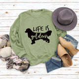 Life Is Golden Round Neck Letter Loose Long Sleeve Large Sweater