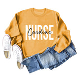 Cardiac Nurse Lettering Loose Crewneck Underneath Long-sleeved Sweatshirt