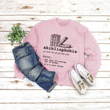 Round Neck Tops Long Sleeve Abibliophobia Loose Print Sweatshirt