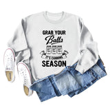 GRAB YOUR BALLS ITS Letters Loose Plus Size Long-sleeved Sweater Women