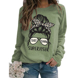 Round Neck Letter Women's T-shirt Shit Show Printed Loose Sweater