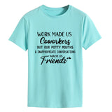 Modisches Damen-T-Shirt mit Rundhalsausschnitt und kurzen Ärmeln „WORK MADE US“
