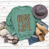 Women's Tops GIGI LIFE Leopard Print Letters Casual Sweatshirt