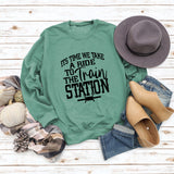 ITS TIME WE TAKE Letters Autumn and Winter Round Neck Fashion Tops Long-sleeved Sweater Women