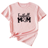 Football Mom Rundhals Damen T-Shirt Lockerer Buchstabe Kurzarm