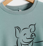 Autumn and Winter Womens Tops Cute Pig Print Casual Round Neck Sweater