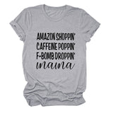 Amazon Shoppin Crewneck Letter Short Sleeve Casual T-shirt Woman T-Shirt