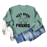 BEST GHOUL FRIENDS WOMEN'S MONOGRAM PRINT BOTTOMED CREWNECK SWEATSHIRT
