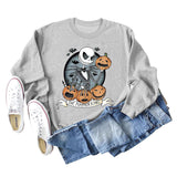 THE PUMPKIN KING Pumpkin Skull Halloween Round Neck Large Size Long-sleeved Sweater Women