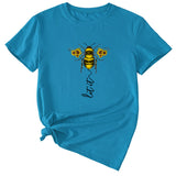 Mode Damenbekleidung Let It Bee Muster Sommer Rundhals Kurzarm Damen