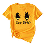 Womens Boo Bees Cute Pattern Printed Round Neck Short Sleeve T-shirt
