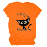 Kurzärmliges T-Shirt mit Rundhalsausschnitt und großem Buchstabendruck „It's Fine I'm Fine“