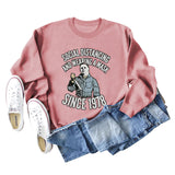 SOCIAL DISTANCING AND LETTERPRINT CREW NECK BOTTOM LONG SLEEVE SWEATER