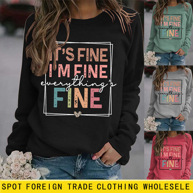 ES IST GUT, MIR GEHT ES GUT, EINFACHER PULLOVER, RUNDHALSAUSSCHNITT, TOP LS, PRINT, LOCKER LS