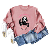 NO YOU HANG UP FIRST Heart Letter Print Women's Sweatshirt Round Neck Long Sleeve