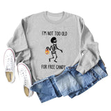 I'M NOT TOO OLD Letter Skull Pumpkin Round Neck Long Sleeve Sweater