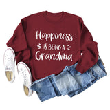 Happiness Is Being Women's Round Neck Long Sleeve Shirt Large Size Sweater