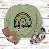 Simple Round Neck Top Long Sleeve Boy Mama Print Loose Sweater