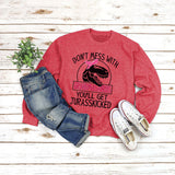 Round Neck Top Long Sleeve DON'T MESS Print Loose Sweatshirt
