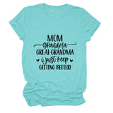 MAMAN GRAND-MÈRE GRANDE MODE LETTRE CREWNECK T-SHIRT À MANCHES COURTES FEMME-Shirt