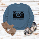 Don't Be Negative Printed Round Neck Long Sleeve Print Loose Sweater