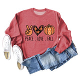 PEACE. LOVE.FALL Letters Love Pumpkin Round Neck Long-sleeved Sweater Women