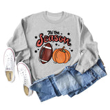 Tis' The Season Pumpkin Letters Halloween Loose Round Neck Long Sleeve Sweater Women