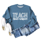 TEACH LOVE INSPIRE Letter Leopard Fall/Winter Leisure Long Sleeve Ladies Large Size Sweater