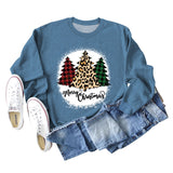 MERRY Christmas Letter Plaid Leopard Print Christmas Tree Sweater Girl