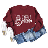 VOLLEYBALL MOM Volleyball Letter Love Round Neck Autumn Winter Long Sleeve Loose Bodysuit
