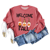 WELCOME FALL Pumpkin Halloween Alphabet Print Autumn and Winter Long Sleeved Large Size Sweater
