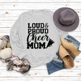 Loud Proud Cheer Mom Letter Print Long-sleeved Sweatshirt