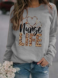Round Neck Letter Tops Women's Long Sleeve Nunse Life Loose Sweatshirt